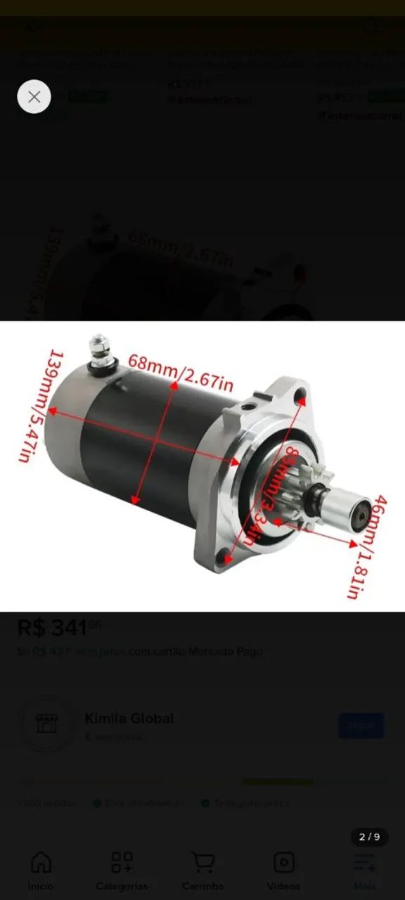 Motor de partida mercury 30hp 40hp 50hp