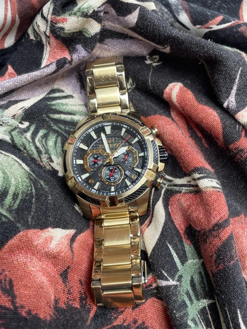 RELÓGIO TECHNOS - TS CARBON DOURADO - Foto 5