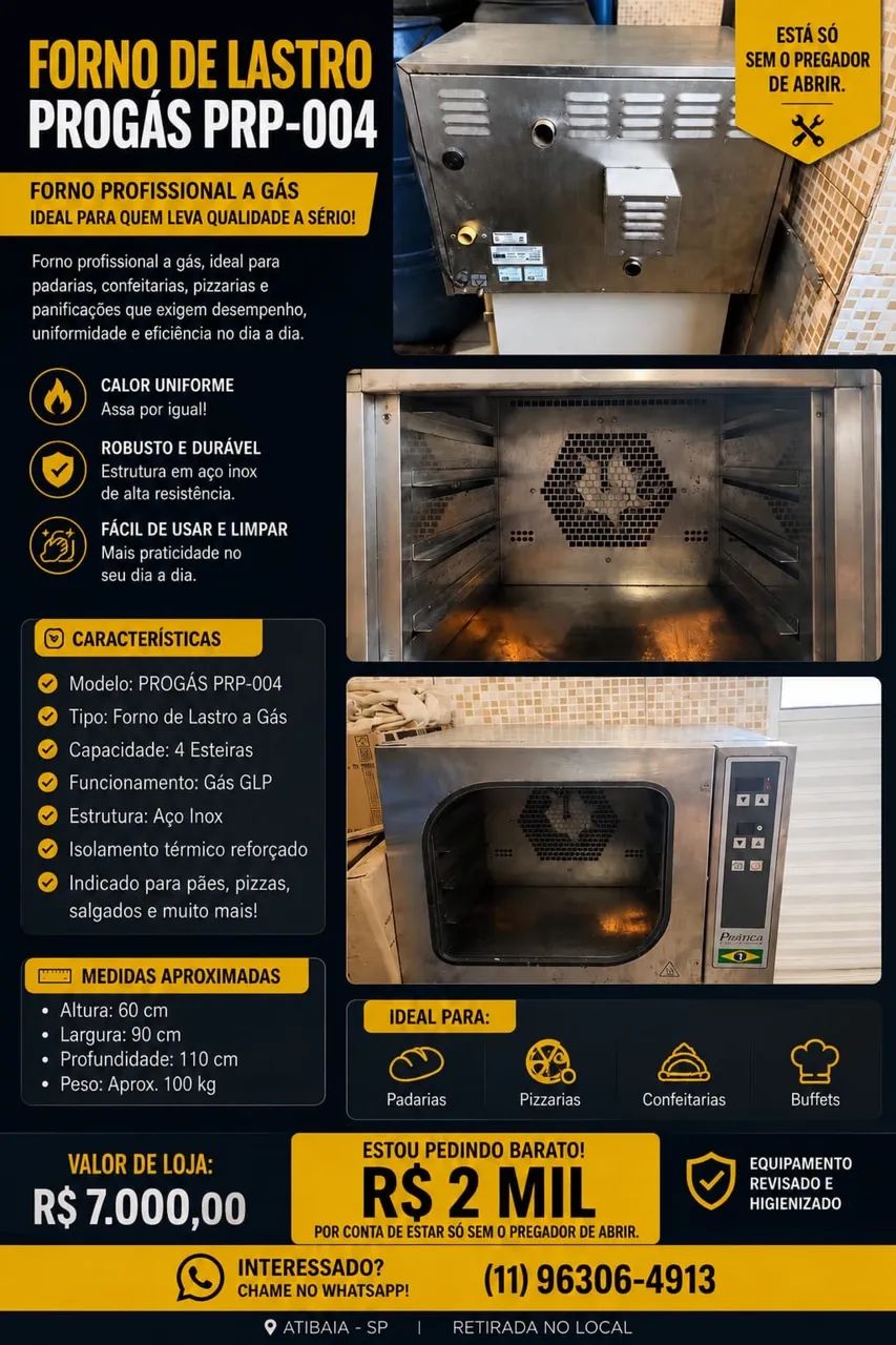 FORNO DE LASTRO PROGÁS PRP-004  
