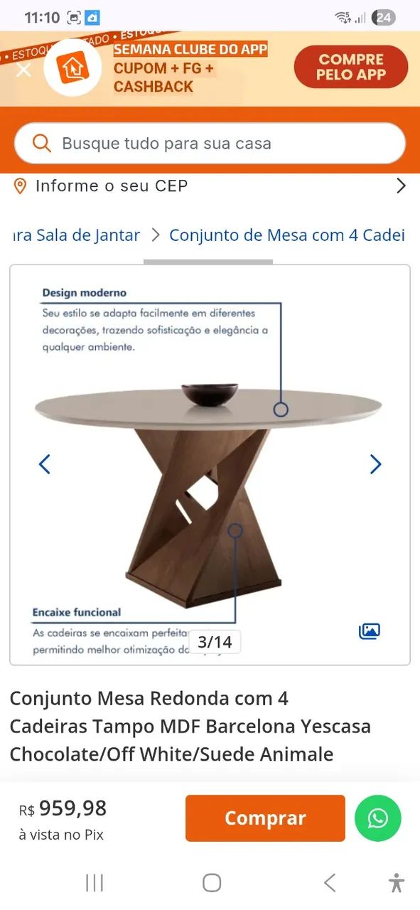 Mesa redonda com 4 cadeiras  - Foto 3