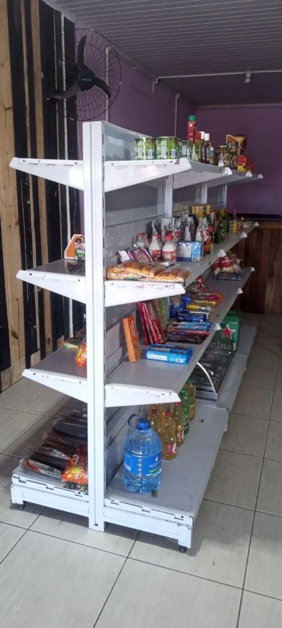 Gondola de supermercado branca prateleira  - Foto 3