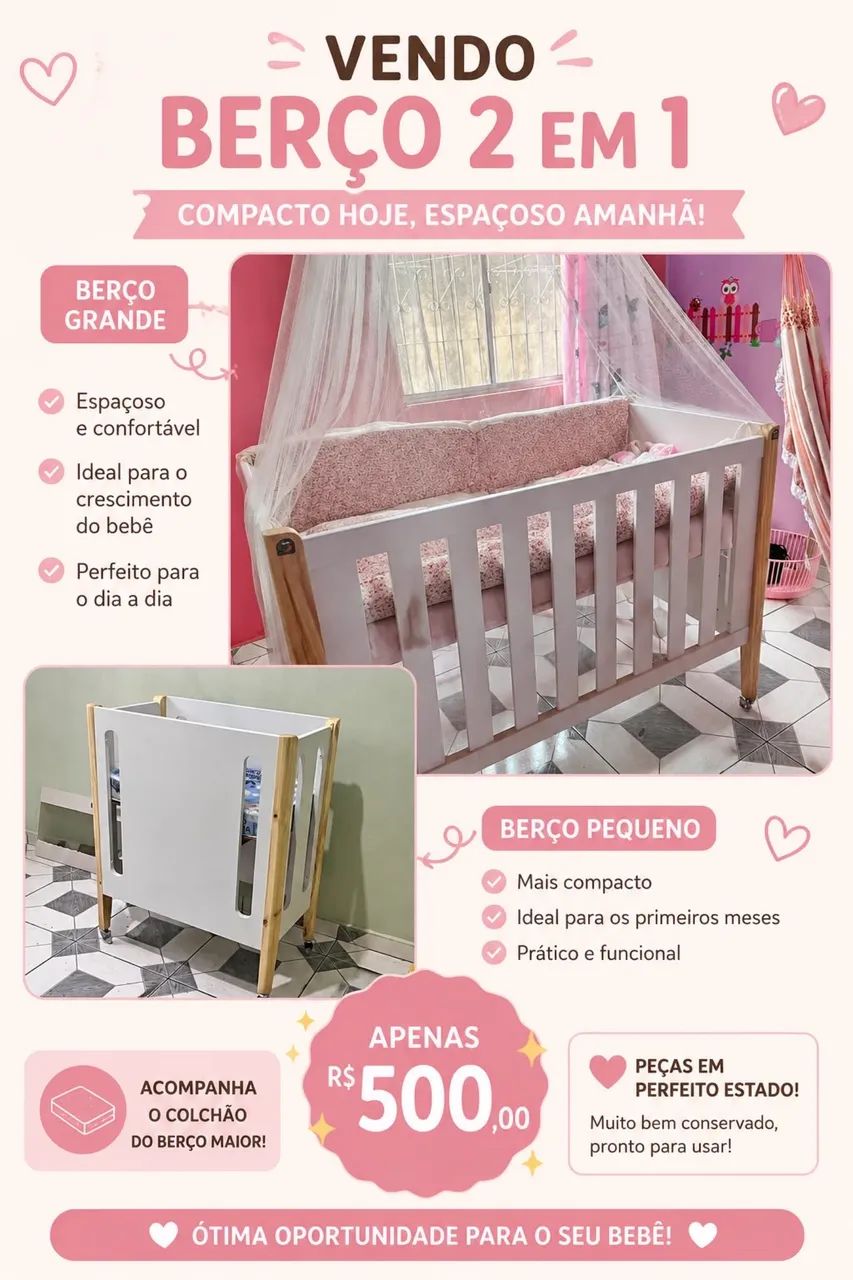 Vendo berço de bebê em ótimo estado de conservação berço e mini berço 