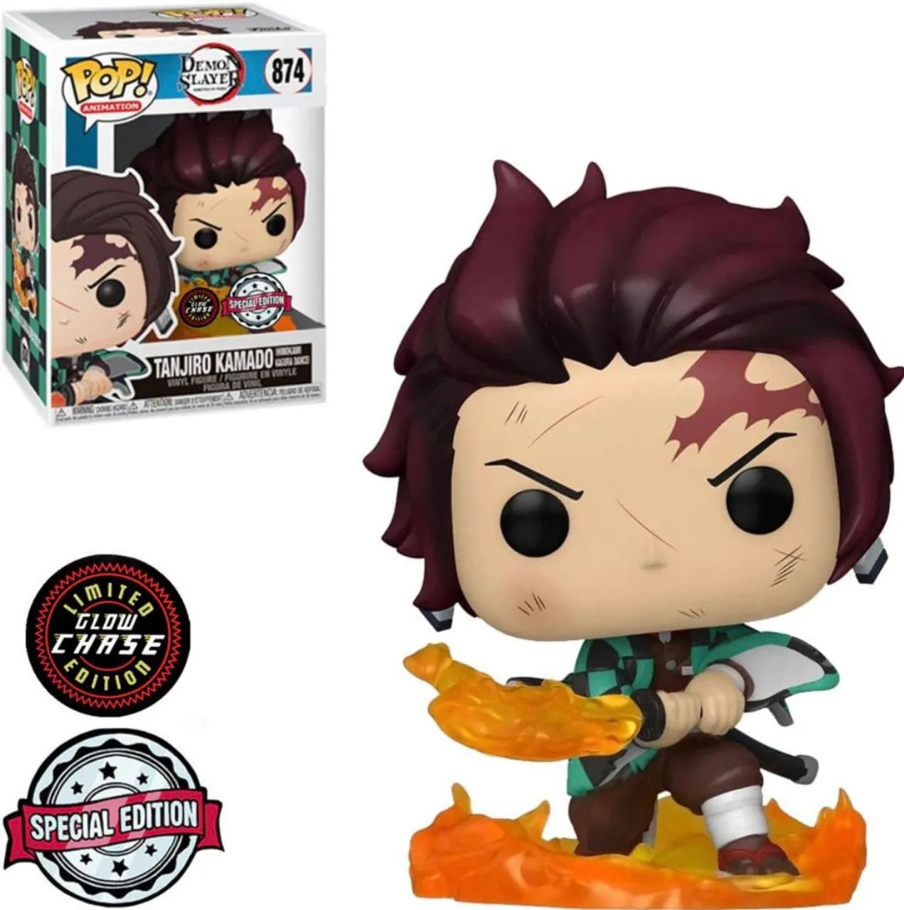 Funko pop! original Tanjiro edição limitada chase glow.