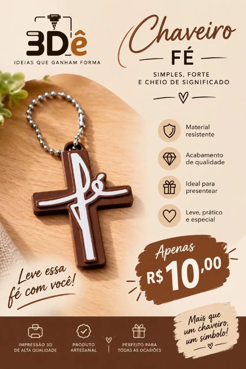 Chaveiro 3D FÉ 