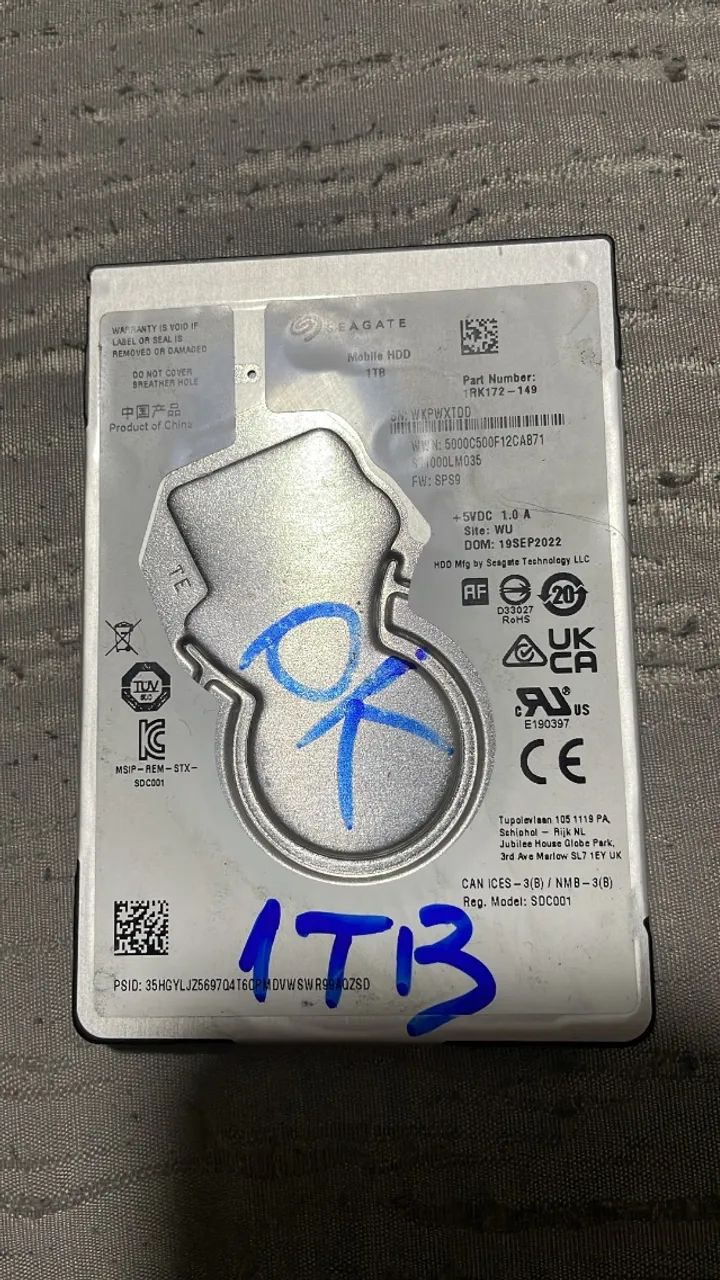 Hd seagate 1tb com defeito. 