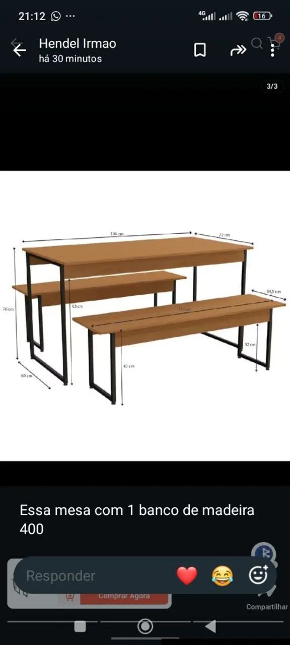 Mesa com banco  - Foto 2