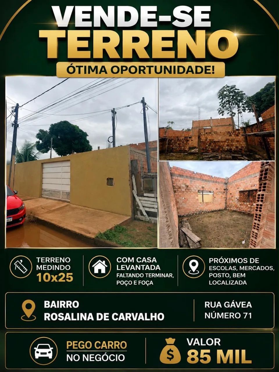 Terreno com casa já levantada 