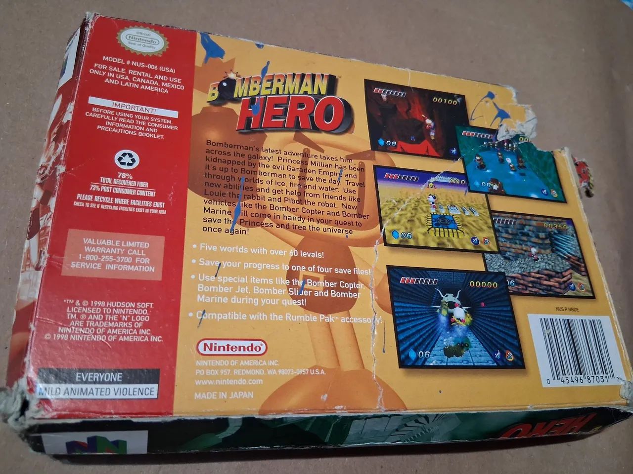Bomberman Hero de Nintendo 64 Original e Completo (CIB) - Foto 4