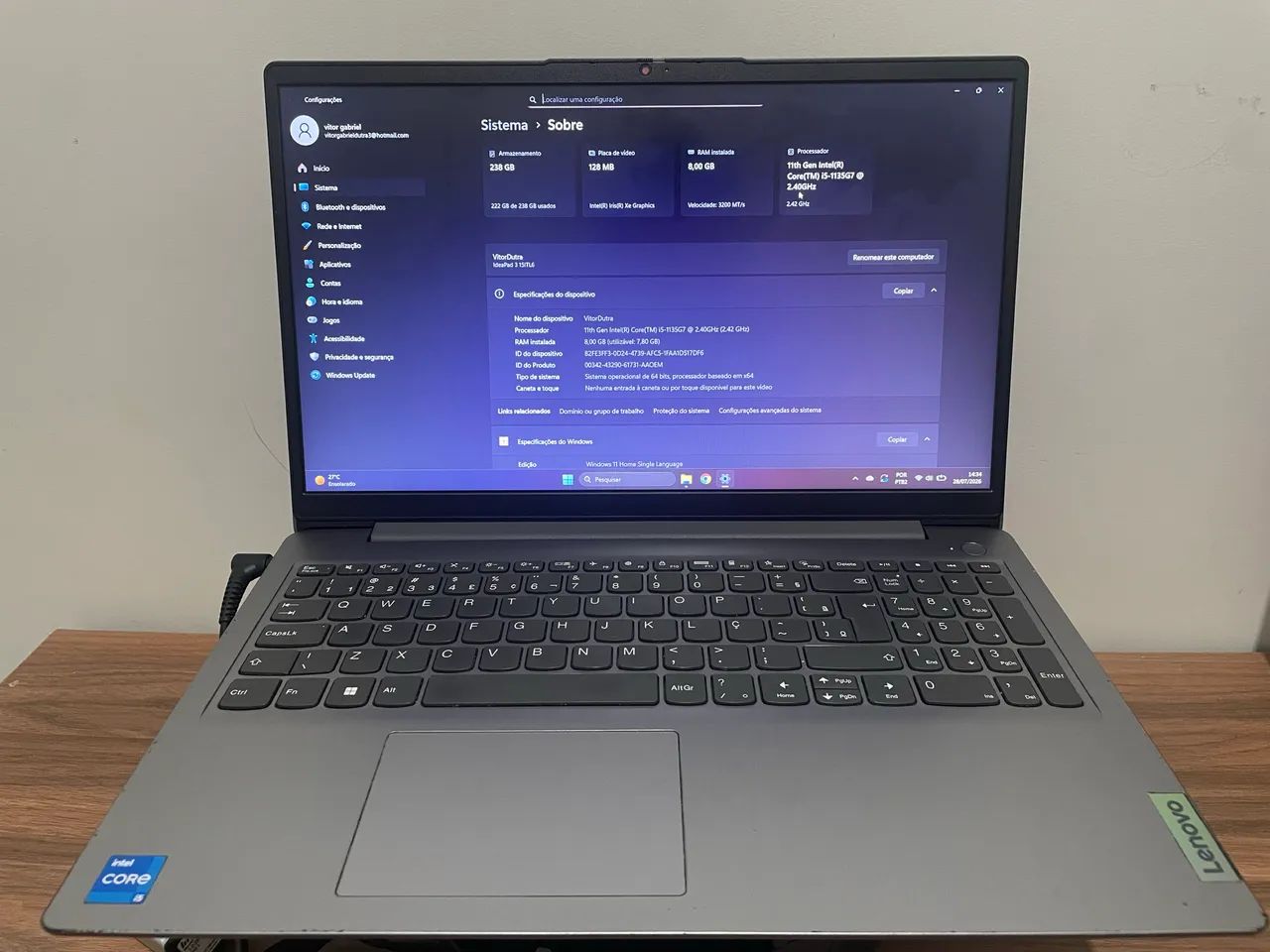 Lenovo　ideapad3 17.3インチ 256gb Notebook Lenovo IdeaPad 3 i5 11ª Geração | 8GB RAM | SSD 256GB
