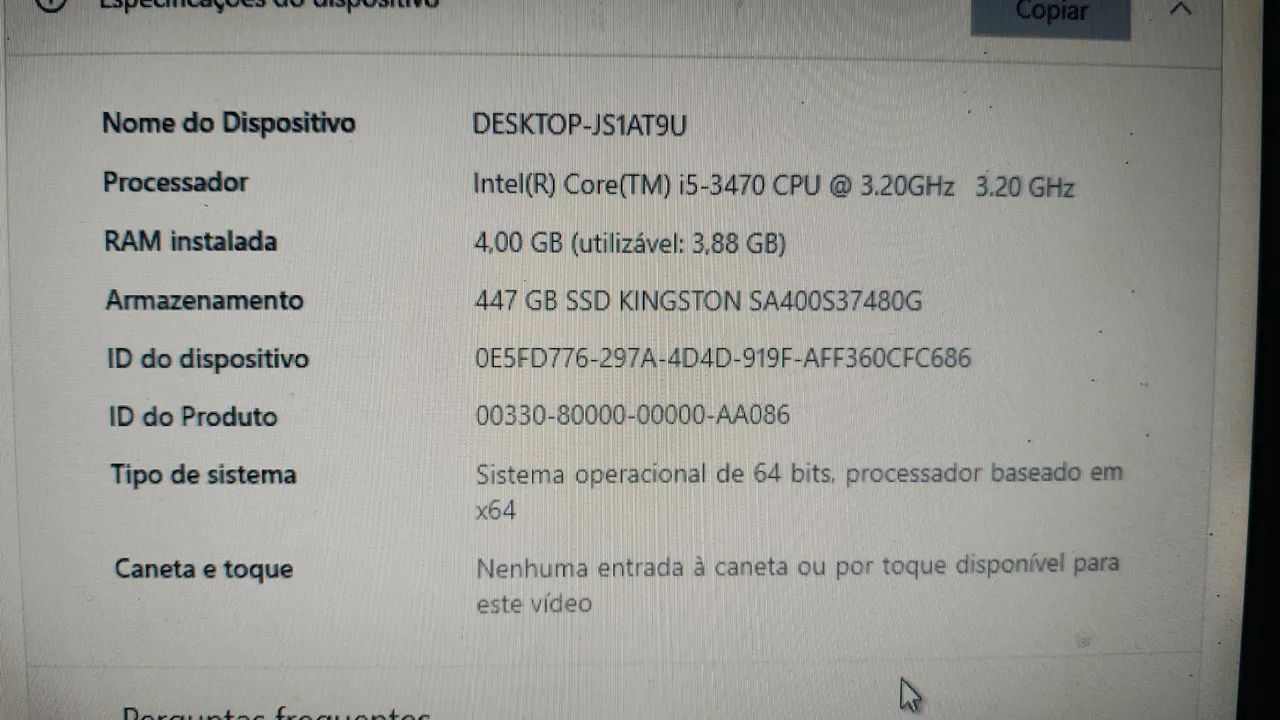 CPU i5 3470  SSD 480 gb. 4 GM memória  - Foto 3