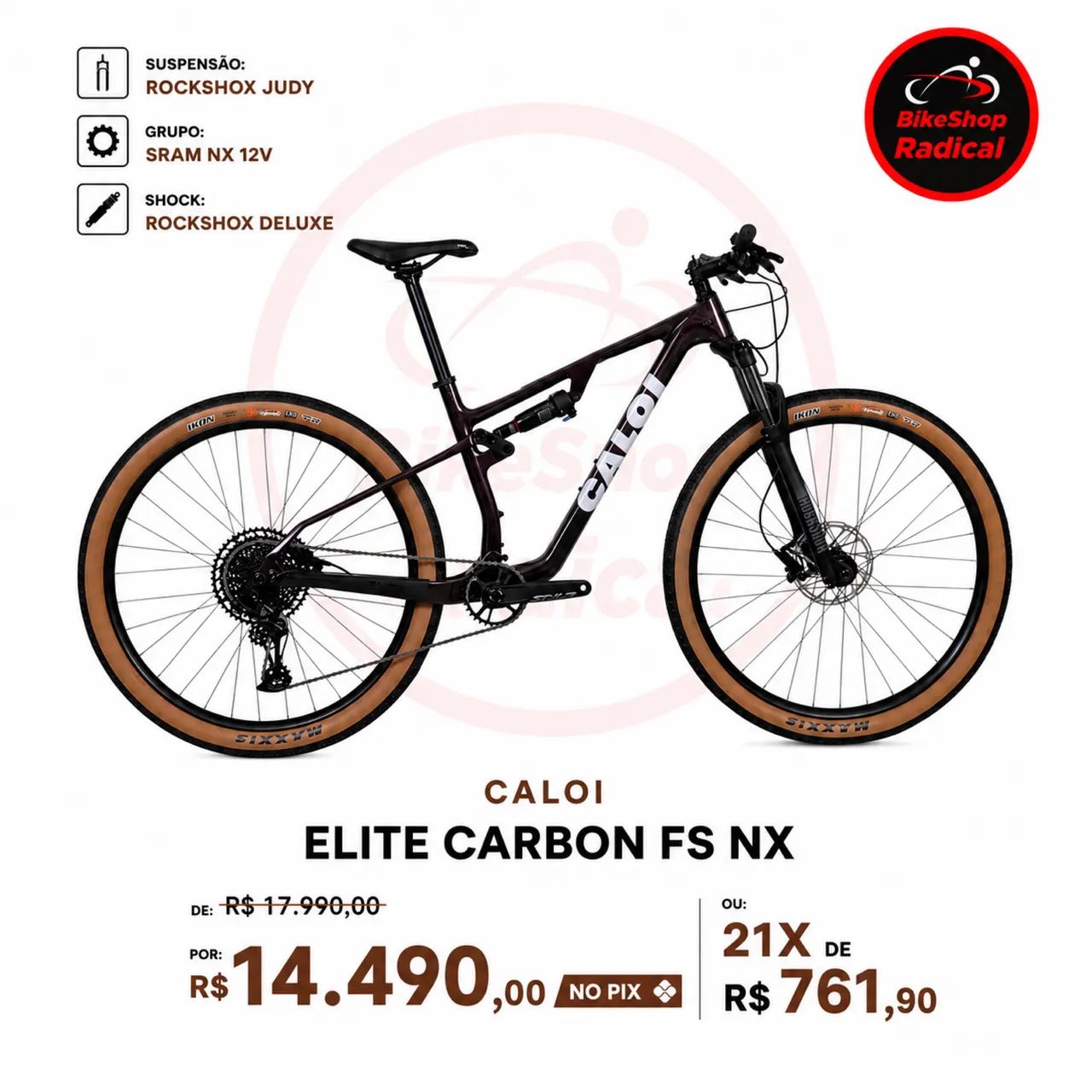 Bike Caloi Elite Carbon FS NX - Nova