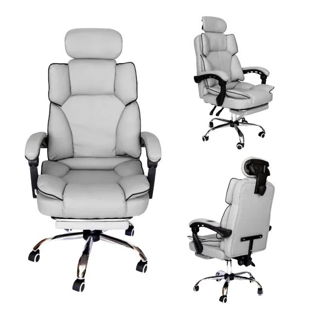 Cadeira de Escritório Luxo Presidente Giratória Office Conforto Apoio Lombar e Pés Altura