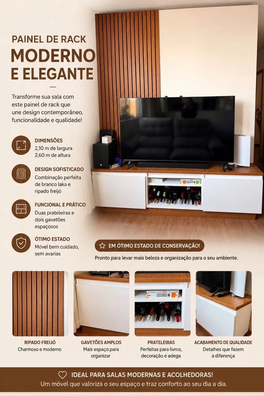 Rack com painel para sala  - Foto 5
