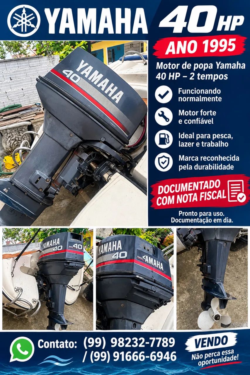 Vendo motor YAMAHA 40 HP ,DOCUMENTADO 