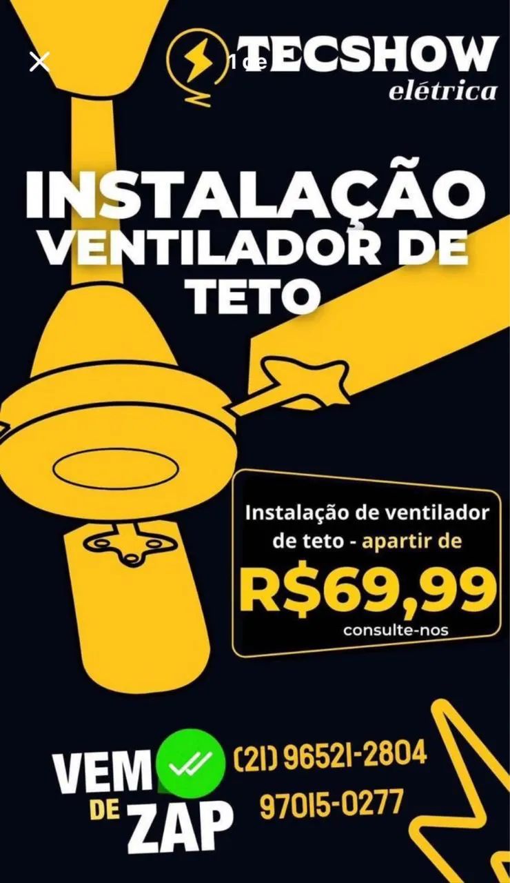 Instalação de ventilador teto e eletricista  - Foto 2