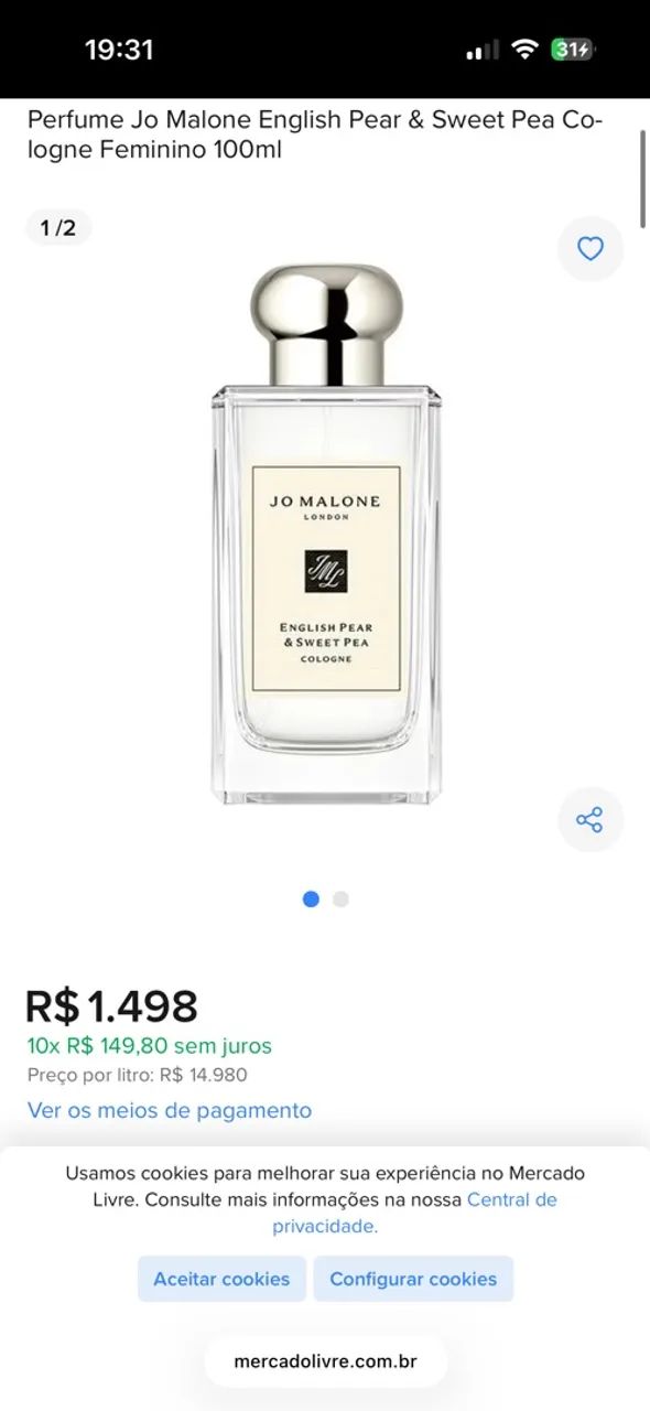 vende se perfume jo malone