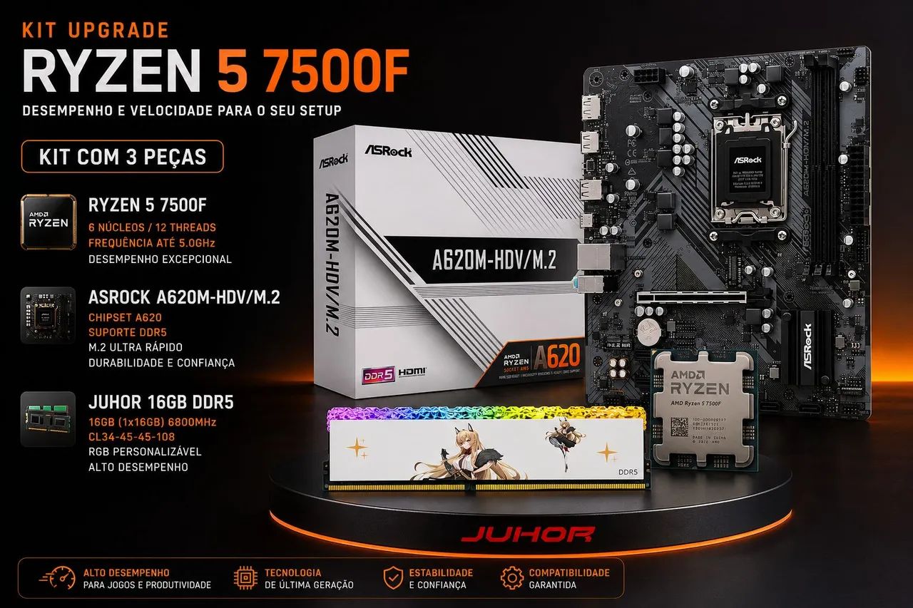 Kit Upgrade AM5 Ryzen 5 7500F + ASRock A620M-HDV/M.2 + 16GB DDR5