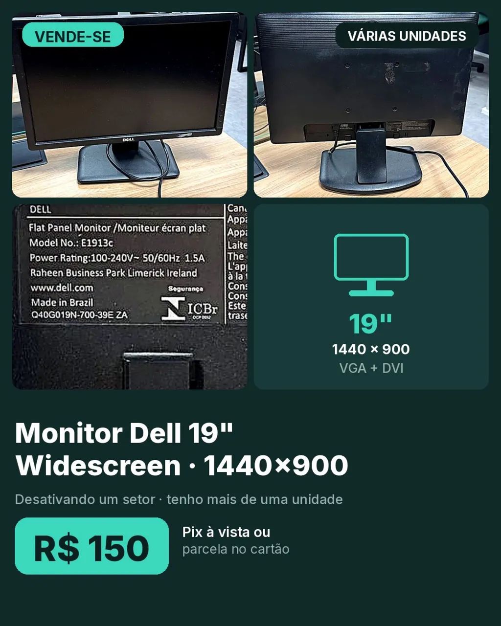 Monitor Dell 19? HD - Tenho vários  - Foto 3