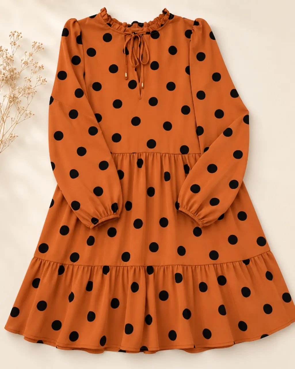 Vestido Curto de Poá Marrom e Preto - Foto 2