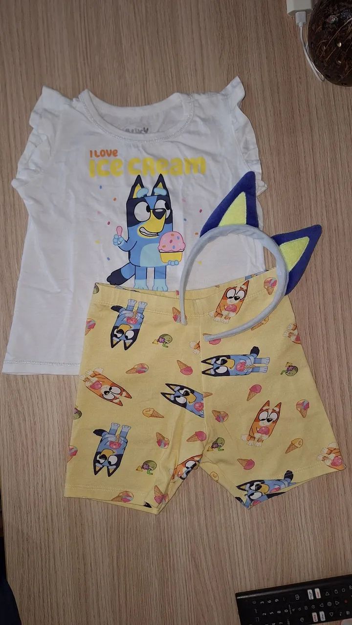 Conjunto Blue e Bingo com tiara