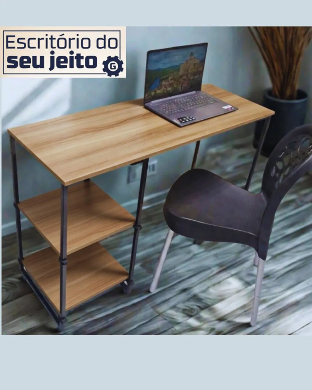 Mesa Industrial 1,1 m NOVA Multiuso para Computador Notebook Estudo Escritório Birô Game - Foto 4