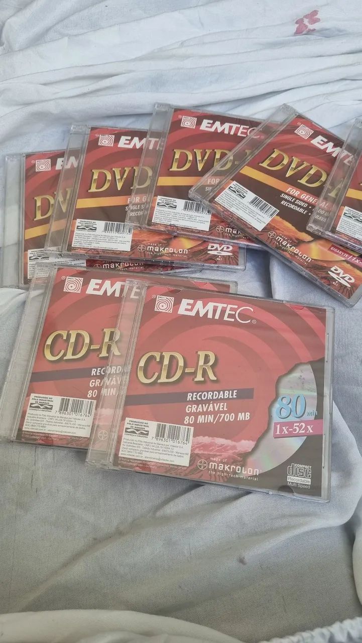 CD-R e DVD-R lacrados EMTEC 1 real cada