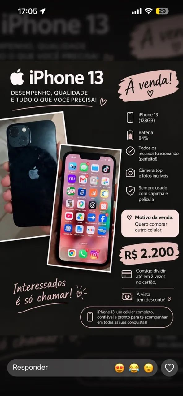 iPhone 13 128gigas bateria 87