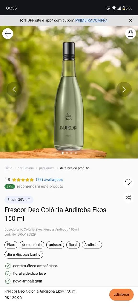 Perfume Natura Ekos Andiroba