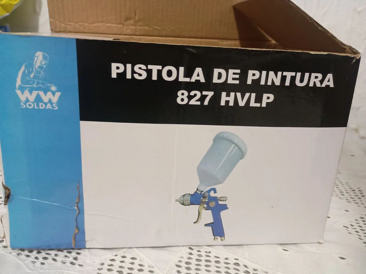 Pistola De Pintura Automotiva Alta Pressão Hvlp Cor Azul 1.4mm WWSoldas - Foto 2