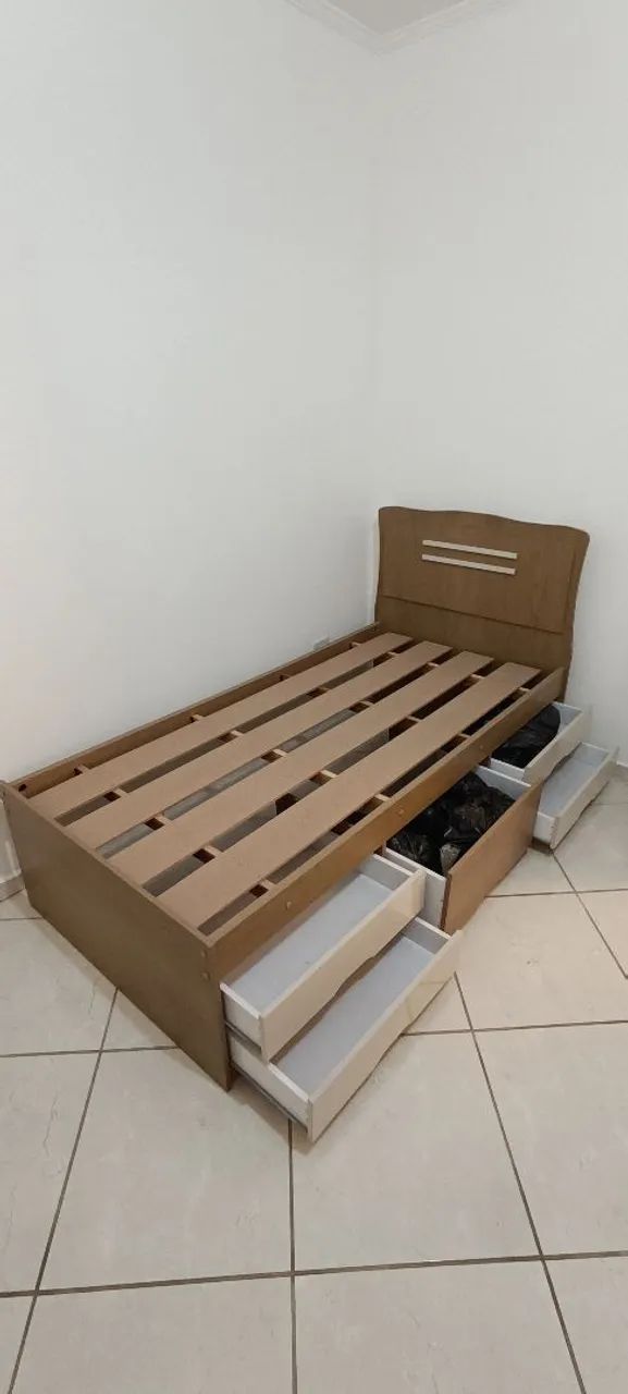 Cama Solteiro em MDF com 5 Gavetas. Ç - Foto 2
