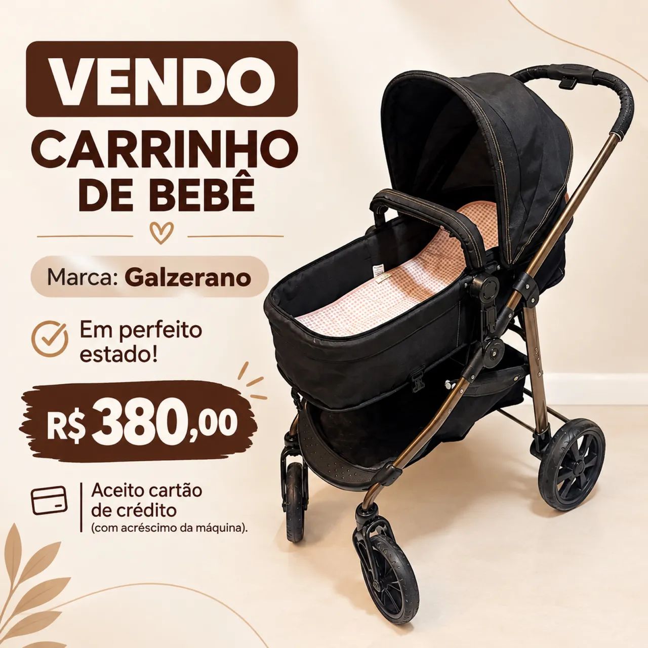 Carrinho de bebê Galzerano em perfeito estado!