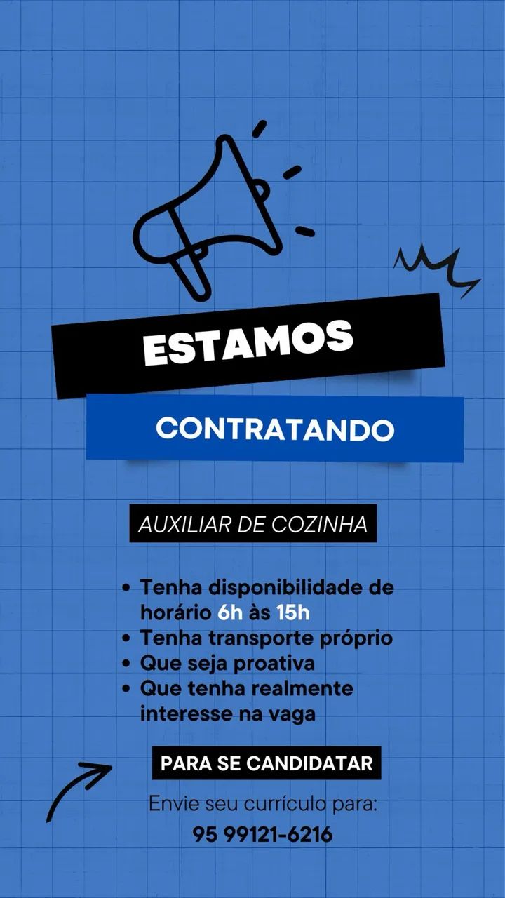 CONTRATANDO AUXILIAR DE COZINHA