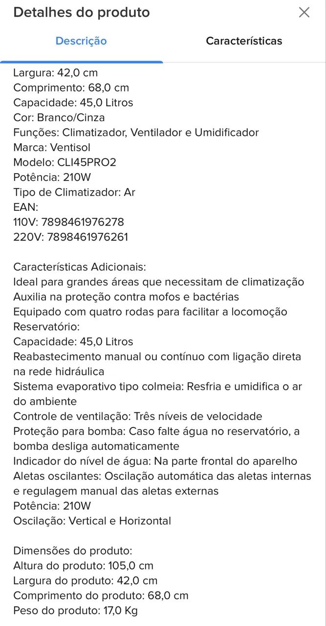 Climatizador De Ar Ventisol Cli45pro2 - 45 Litros, 210w, Bra - Foto 4