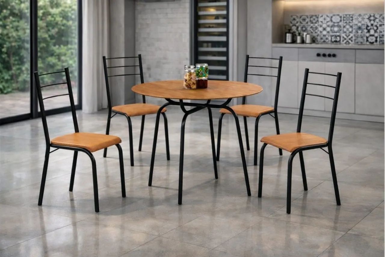 Mesa Tubular Circular + Cadeiras em Aço l54