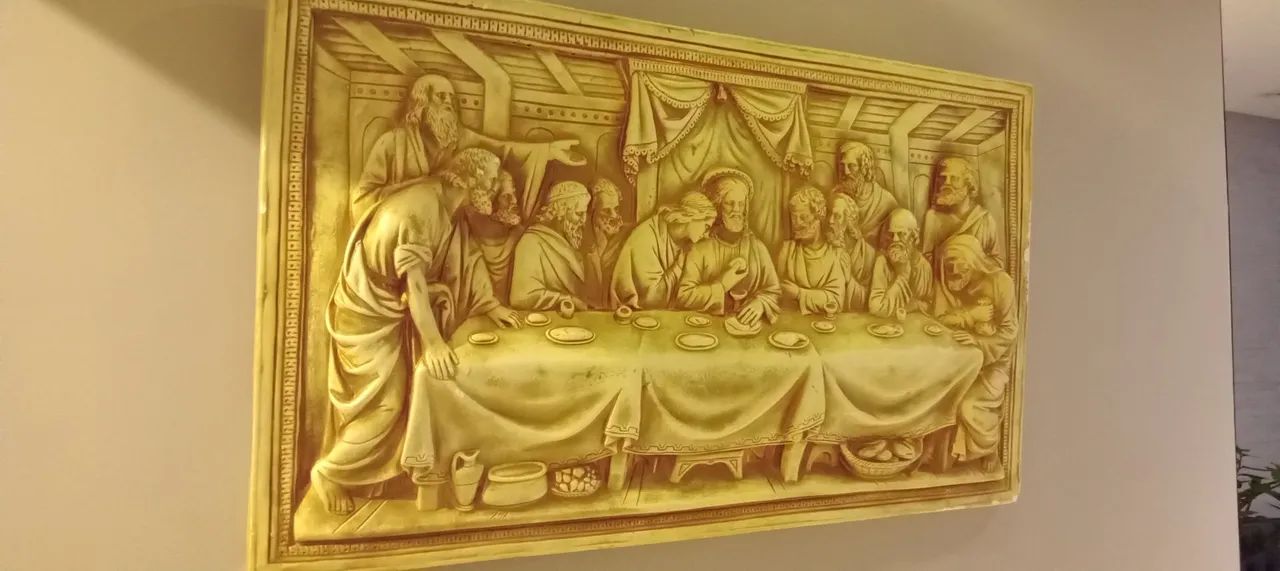 Quadro escultura Santa Ceia de Gesso - Foto 2