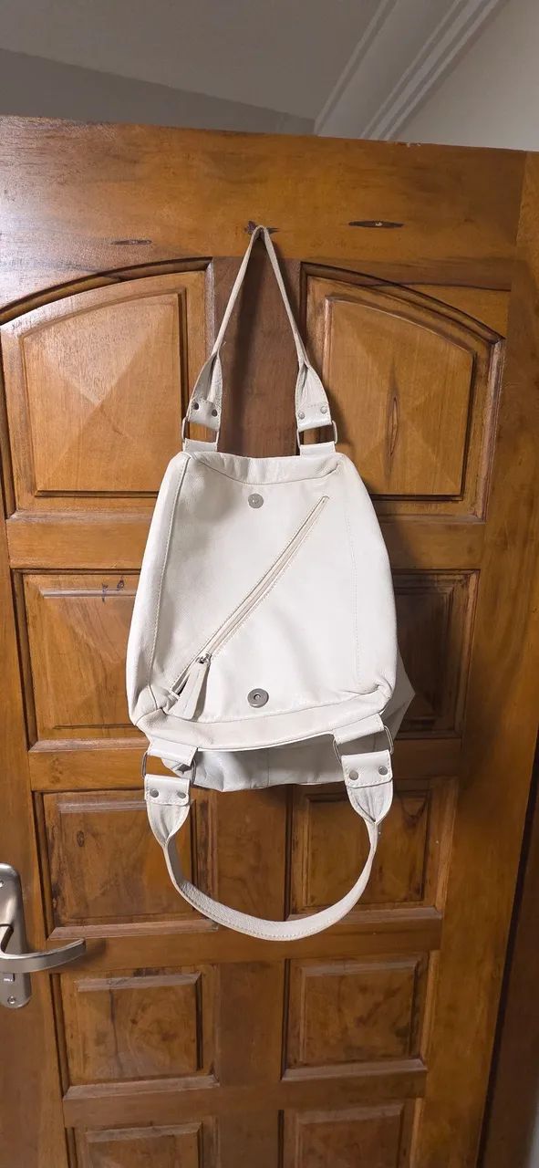 bolsa corello off white espaçosa, couro argentino - Foto 2