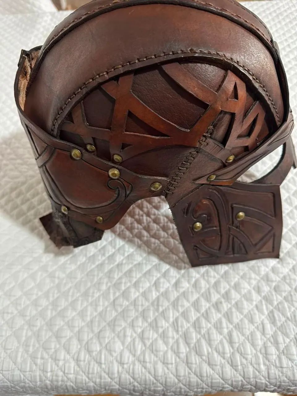 Elmo Viking Medieval em Couro Artesanal - Foto 3