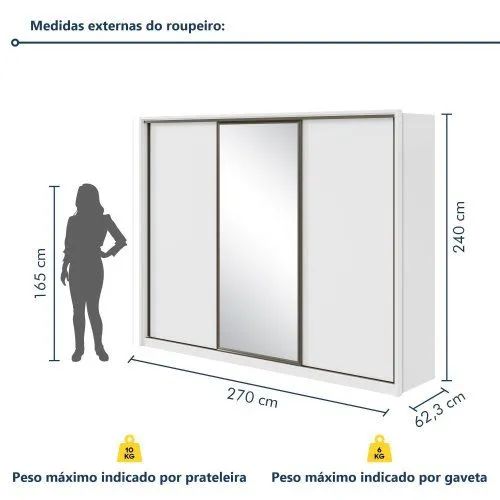 Guarda roupa 3 portas com espelho - Foto 4