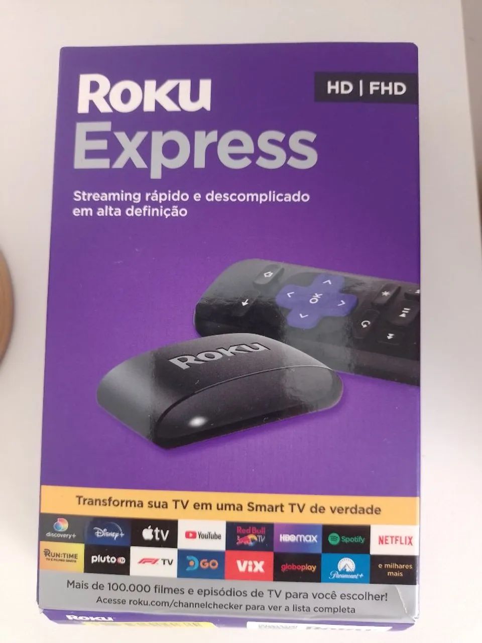 Roku Express original na caixa