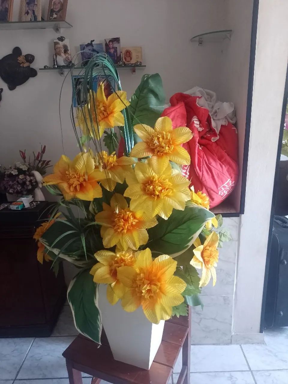 Vaso de plantas flores artificial 