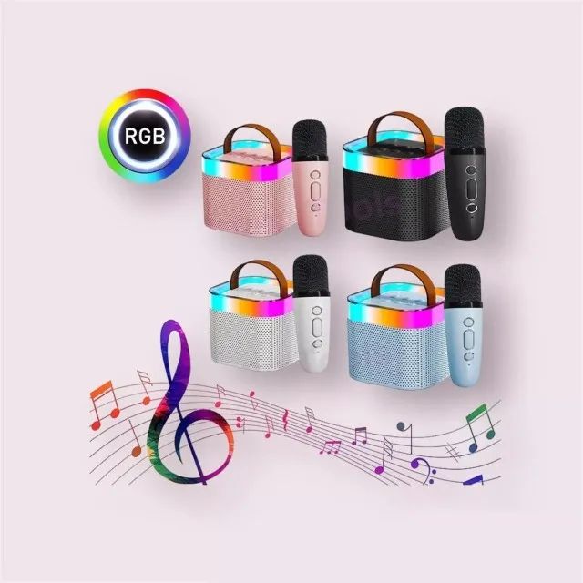 Caixinha De Som Karaoke Com Microfone Led Rgb Bluetooth - Foto 2