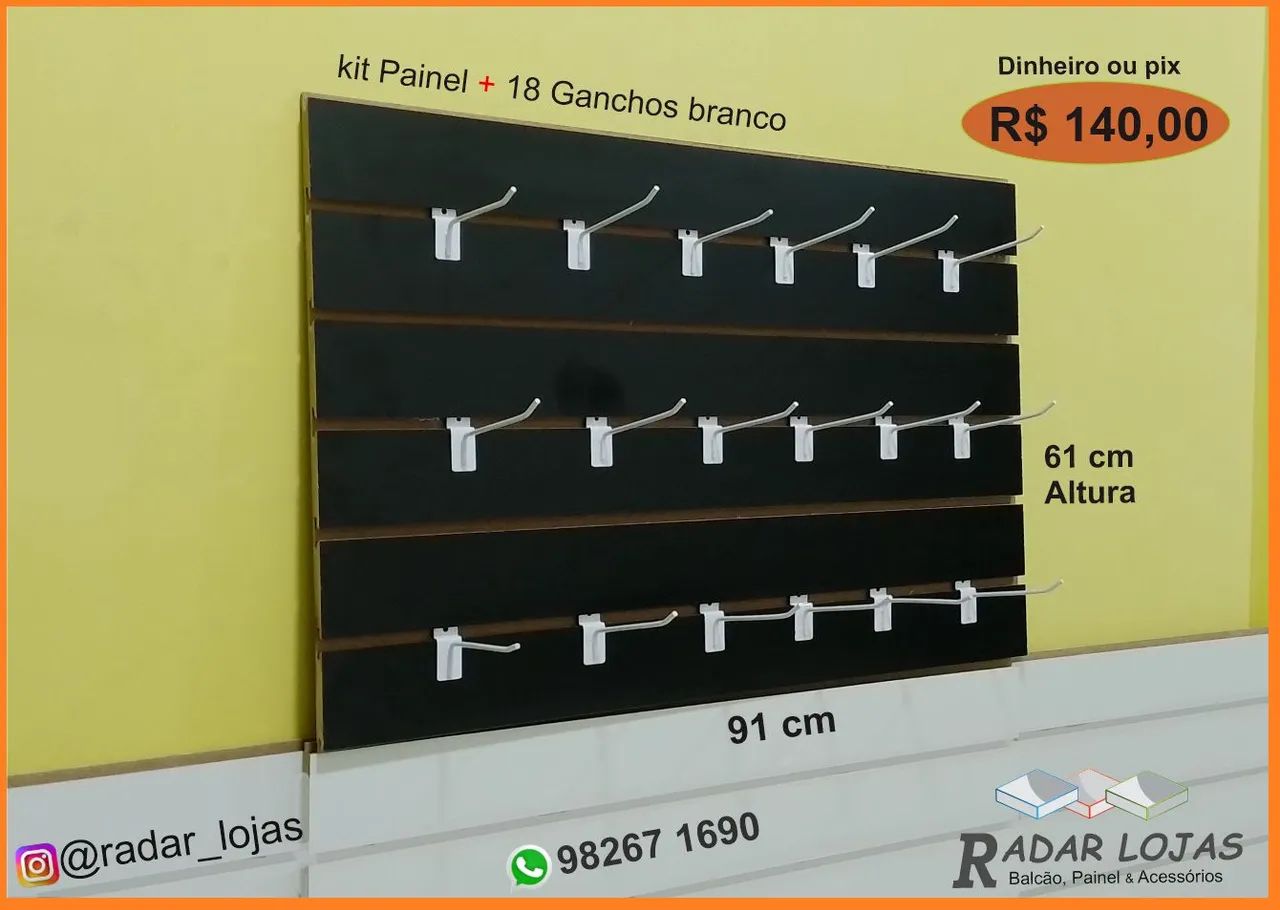 Painel canaletado Preto Novo 64962678981505122