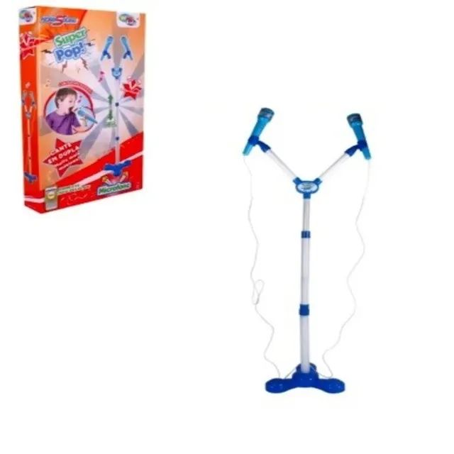 Microfone Duplo Infantil Conexao Mp3 Super Pop Wb7694