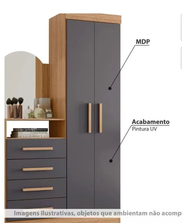 - Guarda Roupa/Comoda Capri Cor Nature / Titanium - Foto 2