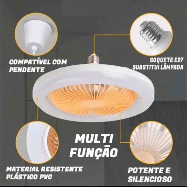 Ventilador de Teto com LED e Aromatizante Lâmpada E27 Com Controle Remoto - Foto 4