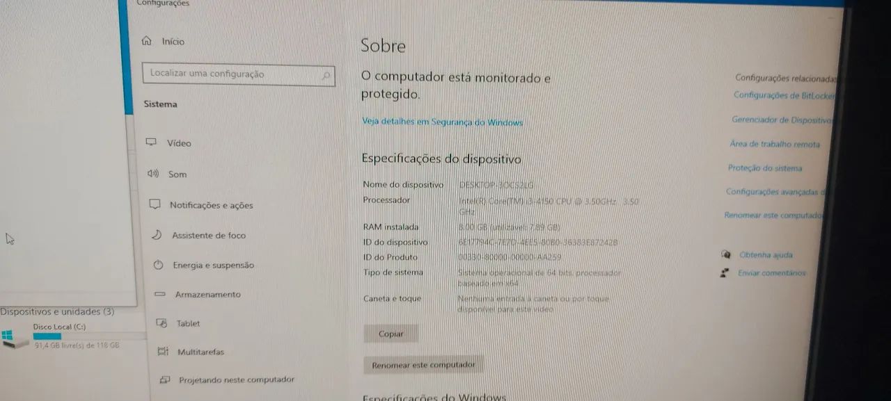 Cpu Desktop Hp Prodesk I3 4150 8gb ddr3 128 gb ssd Windows 10 pro Garantia - Foto 5