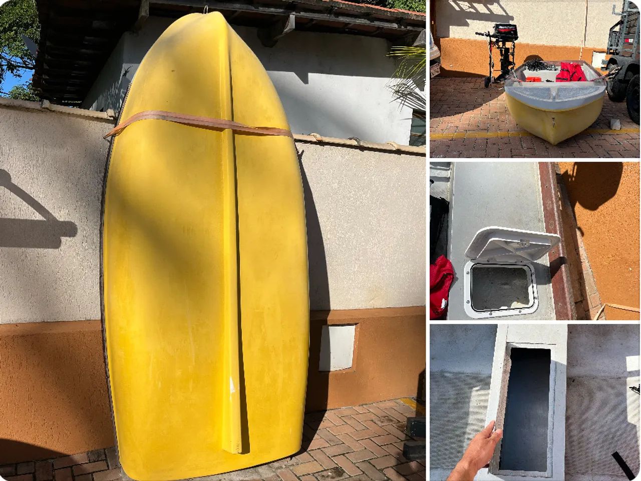 Vendo barco de fibra casco duplo completo 