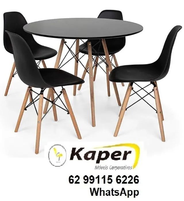Mesa 90cm + 04 cadeira charles ( produto novo )