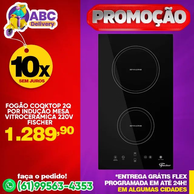 Fogão CookTop 2Q Por Indução Mesa Vitroceramica 220v Fischer