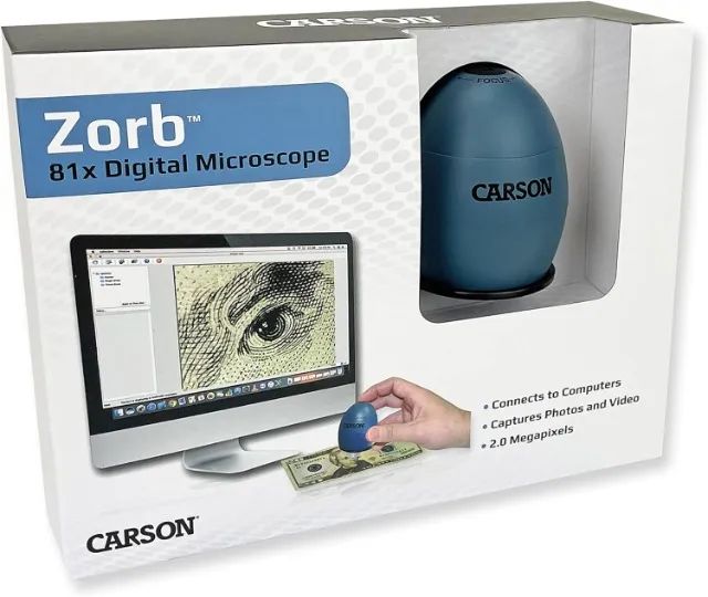 Microscópio Carson de Computador com Zoom 81X e iluminação por LED